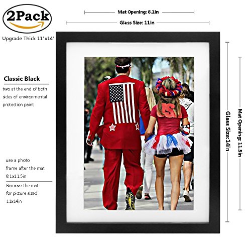Picture Frame 2pack 11x14 inch Black,Anti-Corrosion Wood Photo Frame 4-side Painted with Modelling Effect Mat,Table Top & Wall Mounting Available - Hanging Hardware Included Picture Frame 2pack 11x14 inch Black,Anti-Corrosion Wood Photo Frame 4-side Painted with Modelling Effect Mat,Table Top & Wall Mounting Available - Hanging Hardware Included