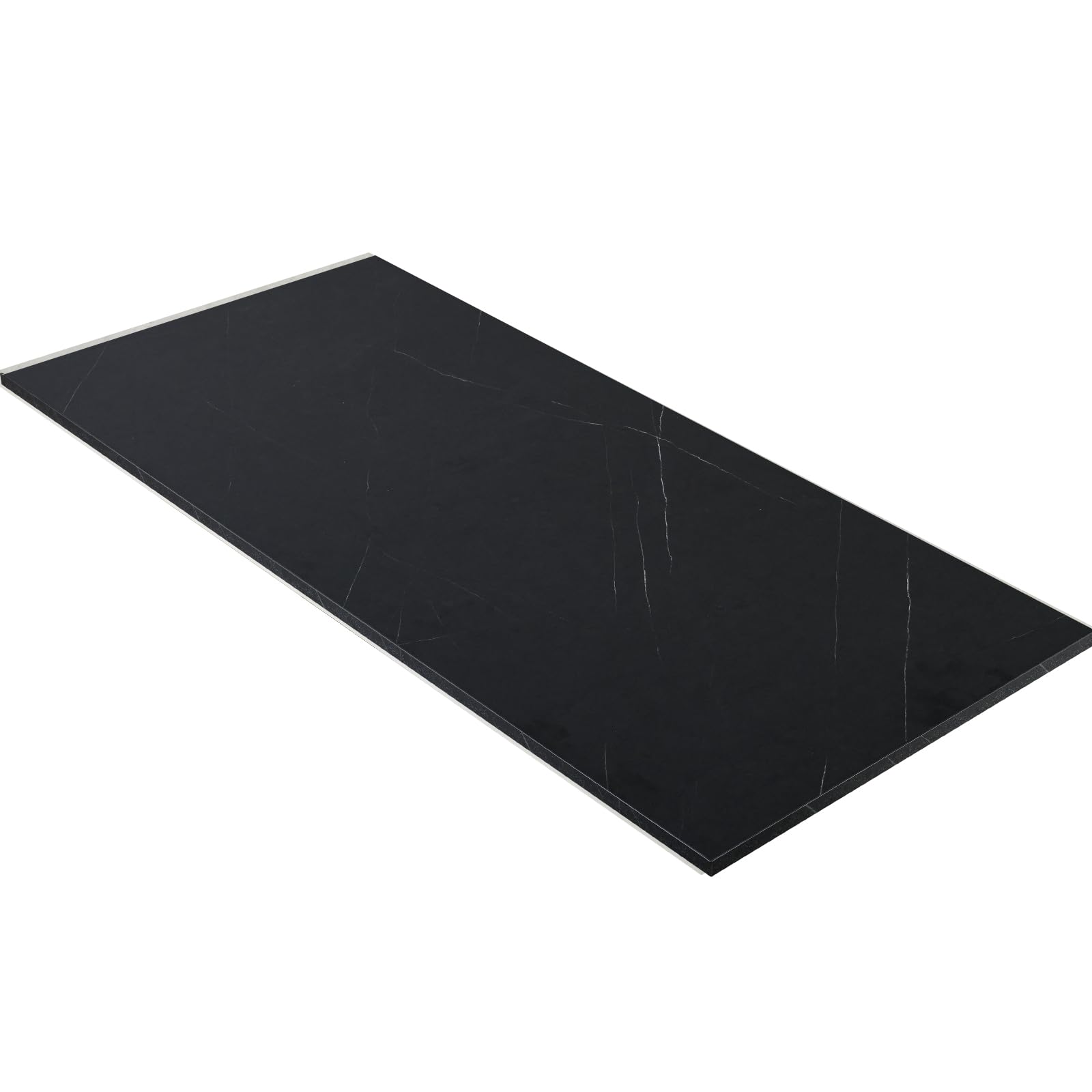 Kaboon Universal Tabletop40 x18, Solid One-Piece Melamine Table Top, Double L-Desk Floating Desk DIY, Home and Office,Cloud Atlas/Black Marble