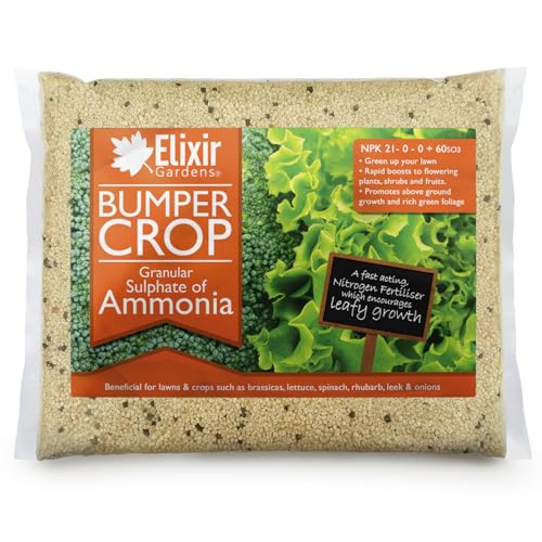 Elixir Gardens Bumper Crop - Sulphate of Ammonia Fertiliser | Various quantities available from 1kg to 25kg | 1kg Bag | Treats 50sqm