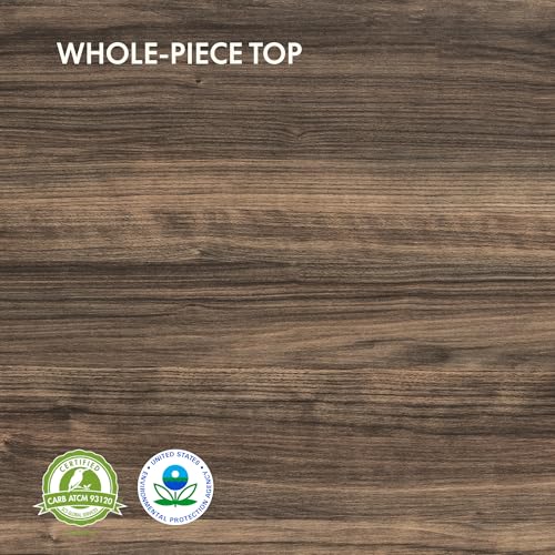 Image of FLEXISPOT E6 3-Stage Dual Motor Electric Standing Desk 55 x 28 Sit Stand Up Desk, Holds 220 lbs, Adjustable Height w /Memory Presets, One-Piece Brown Wood Grain Desktop & White Frame, Ships in 2 Boxes