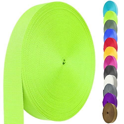 Image of Heavy Duty Nylon Webbing Strap - 1.5 Inch, 12 Yard, Durable for Indoor /Outdoor Gear, DIY Crafting & Repairing (Fluorescent Green)