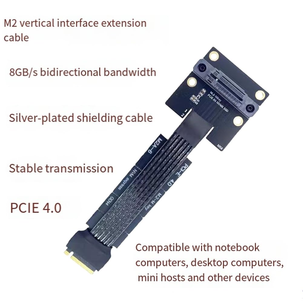 M. 2 M do przedłużacza NVME SSD, szybki kabel PCIe 4.0 PCI-E 8 GB/S M. 2 gniazdo pionowe 40 cm