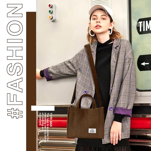 Image of Corduroy Tote Bag for Women Small Satchel Bag Mini Tote Bag Aesthetic Crossbody Handbag - School Work Travel Shopping
