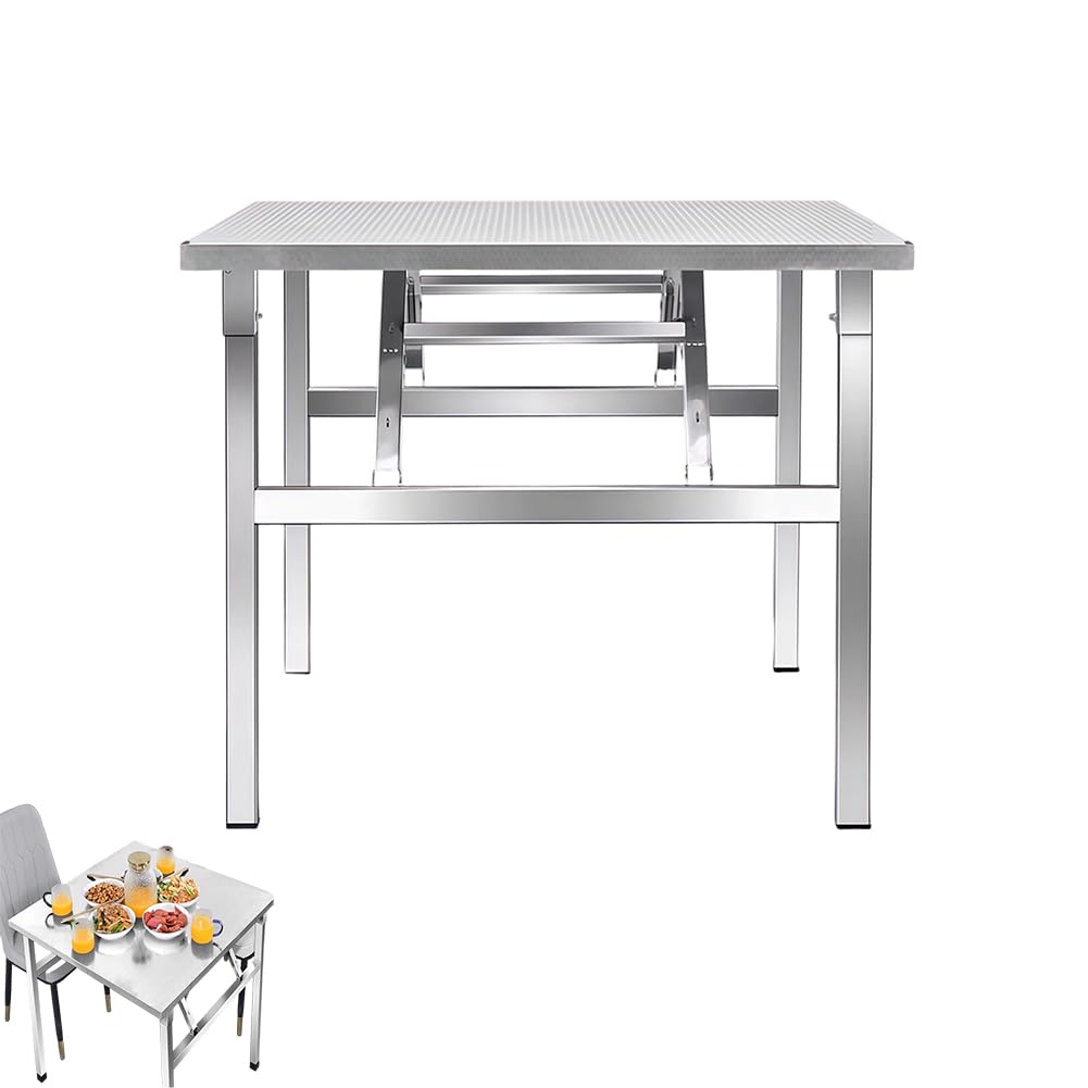 Mesa de trabajo plegable de acero inoxidable para cocinar al aire libre, preparación de alimentos y utilidad, mesa de embalaje de metal, 100 x 60 cm, diseño versátil y multiusos
