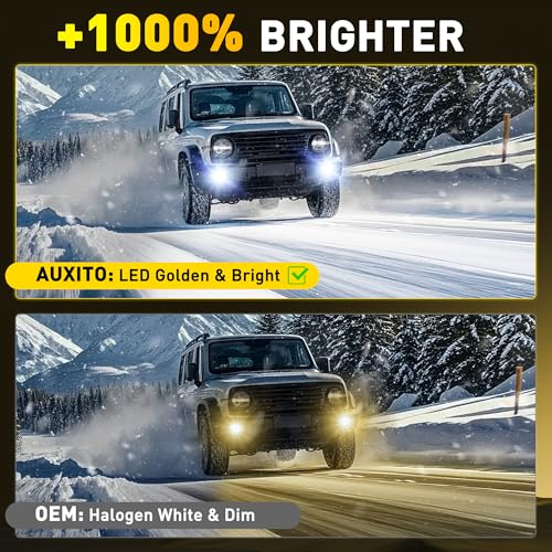Image of AUXITO 2504 /PSX24W LED Fog Light Bulbs 18000LM, 1000% Brighter 6500K 12276 Fog Lights, 1:1 OEM Replacement for Cars Trucks SUVs, 3-Minute Installation, IP68 Waterproof, Pack of 2