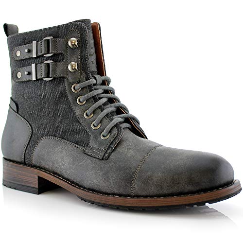 Polar Fox Mitch MPX808576 Mens Casual Cap Toe Boot Motorcycle Zipper Boots Men