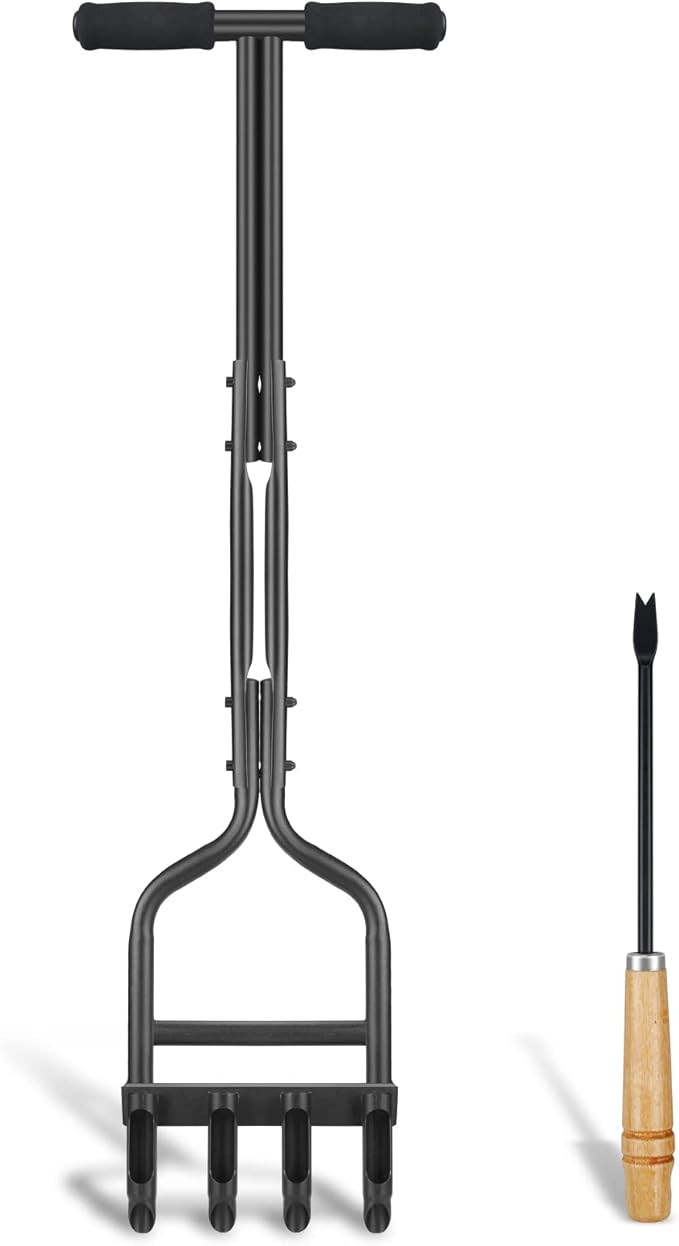 Lawn Coring Aerator, 4 Core with Slope Top HalfOpen Slot Hollow Tine