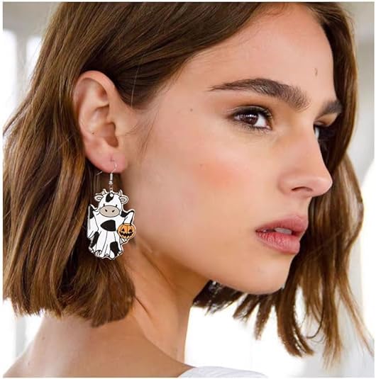 24 Pcs Halloween Themed Earring set for Women Goth Bat Black cat Alien Earrings Acrylic Cute Ghost Pumpkin Bats Knife Earring Halloweens Jewelry Gift2