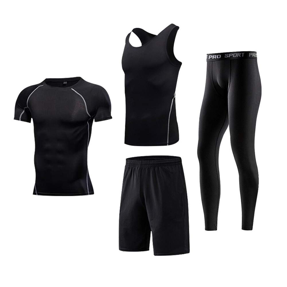 Modna odzież do fitnessu, męska, szybkoschnąca odzież do koszykówki, fitnessu, z krótkim rękawem, kamizelka, rajstopy treningowe, strój sportowy, elegancki zestaw, 3, XL