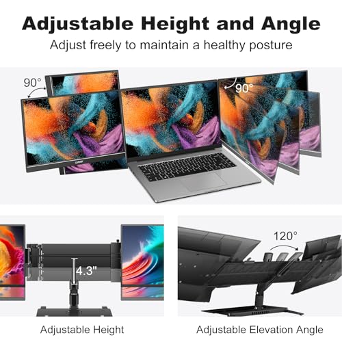 Image of G-STORY Triple Laptop Screen Extender, 14 inch FHD 1080P Portable Laptop Extended Monitor, One Cable Connect Dual Screen Monitor (Without Fan Dual Screen)