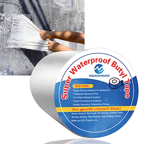 MEANHDAG Super Waterproof Butyl Tape and Patch for Seal Repair, Adhesive Duct Tape with Aluminium...
