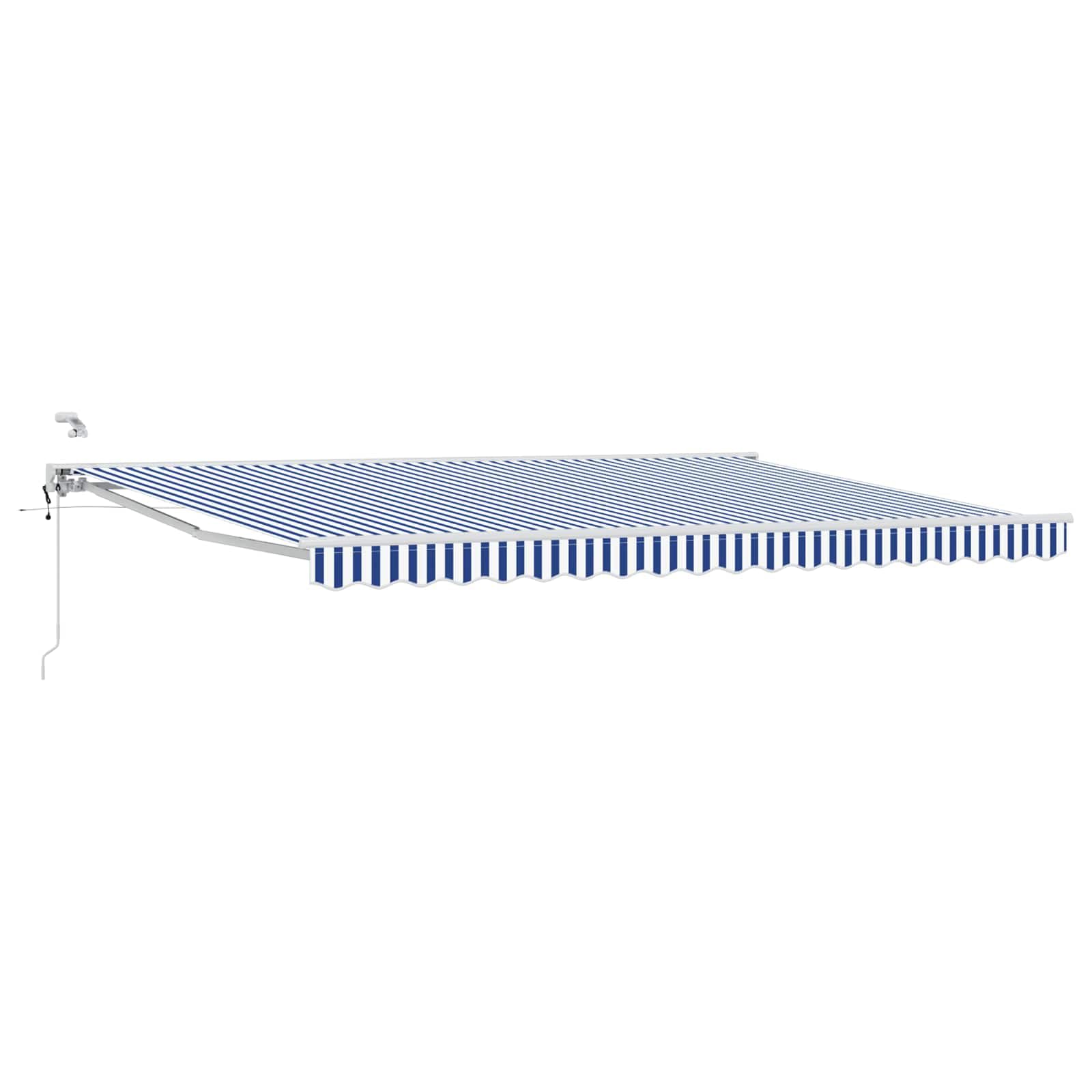 Toldo articulado manivela mando a distancia azul blanco 4 x 3,5 m