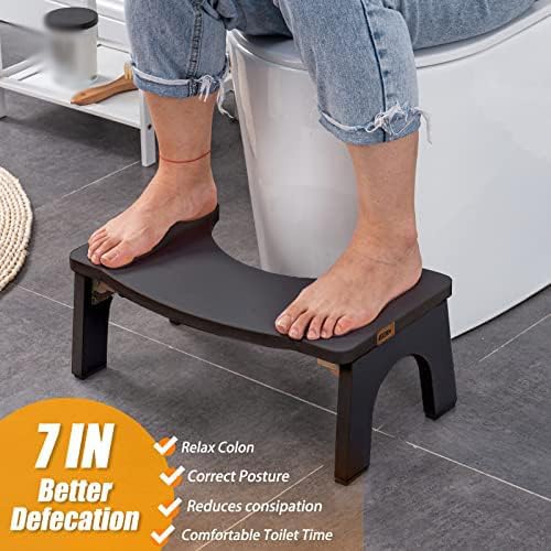 Bardzo wytrzymały składany drewniany taboret toaletowy dla dorosłych, antypoślizgowe nóżki o szerokości 172 kg, stołek do kucania, czarny nocnik, pomoc w łazience, niezbędnik