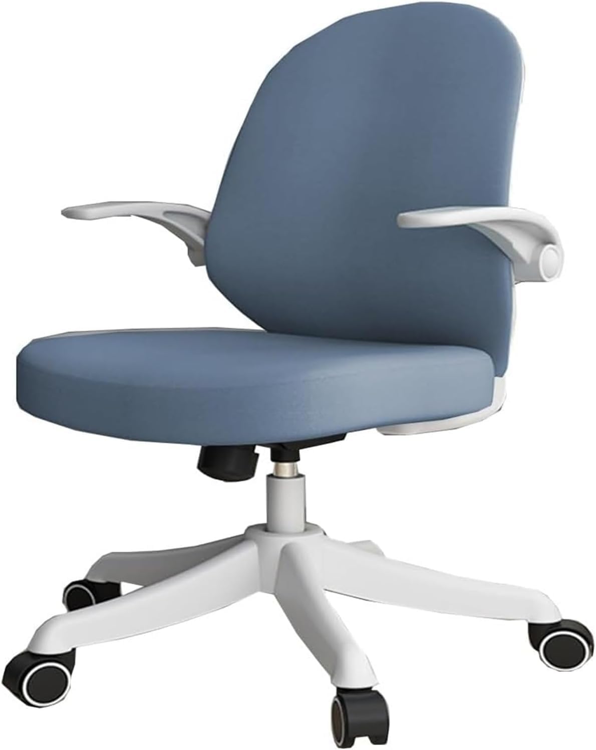 Chaise de bureau ergonomique bleue à roulettes et hauteur réglable