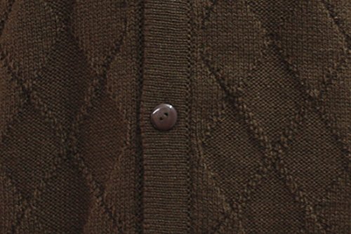 Mens Soft Alpaca Wool Knitted V Neck Sweater Button Down Golf Vest Diamond Design3