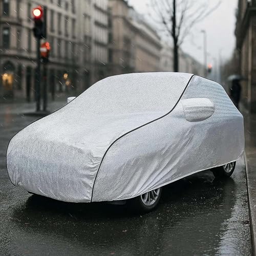 Image of Sulfar 100% Waterproof Car Body Cover Compatible with Mirror for Chevrolet Forester (Triple Stitched, Full Bottom Elastic, Magic Silver with Black Piping)