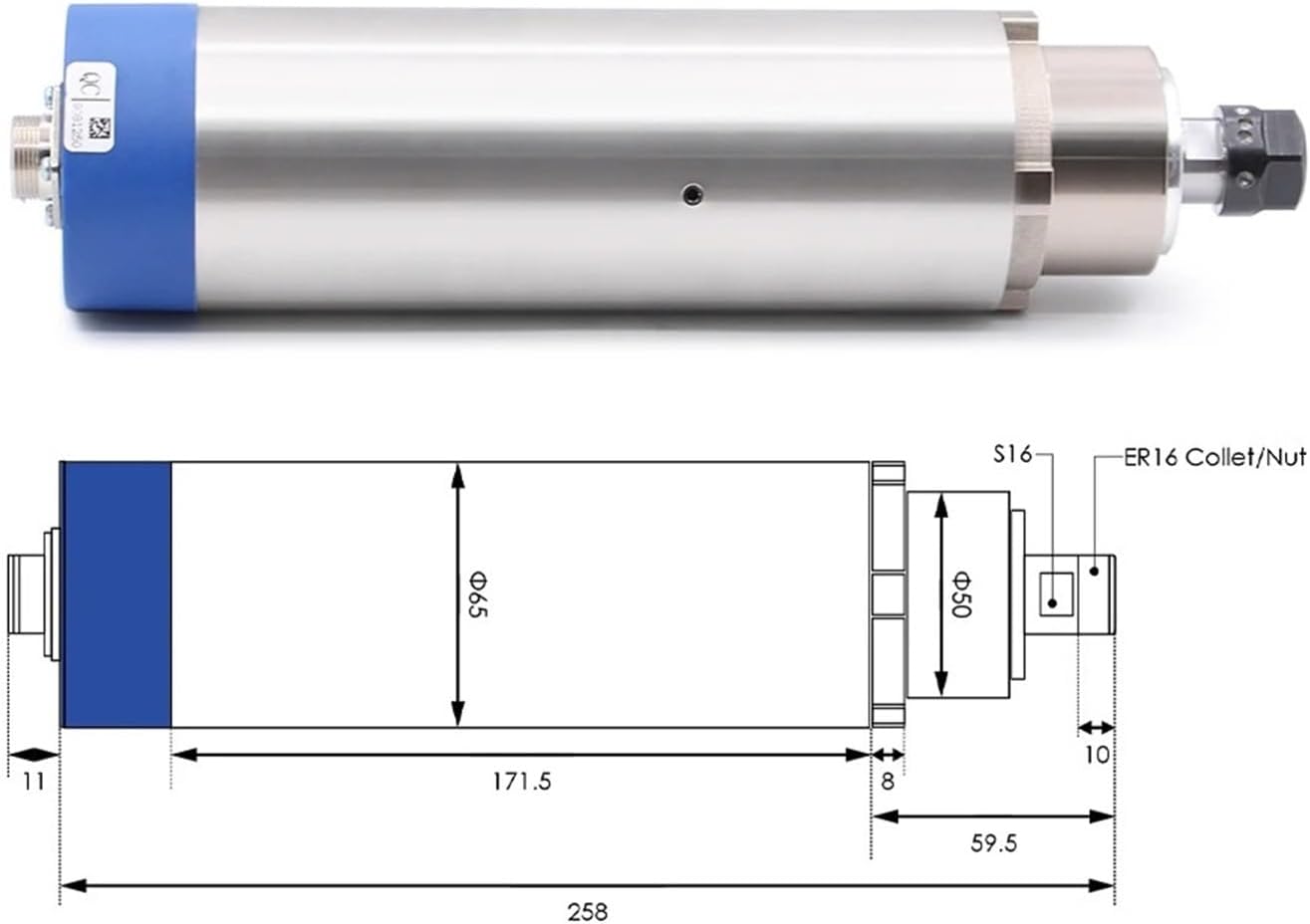 1.5KW ER16 D65 air-Cooled Spindle Motor 65x258mm 220v/380v 4pcs Ball Bearing Woodworking(380v)