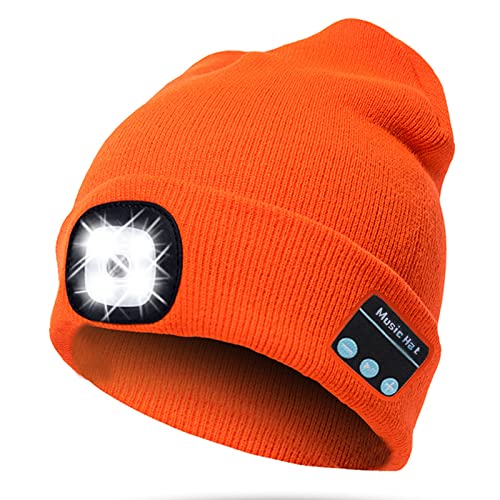 TAGVO Gorro Bluetooth 5.0, LED Ligero Gorro, Altavoz Estéreo y Micrófono inalámbrico Incorporados, Gorro de música de Punto Cálido Invierno para Correr Senderismo,Regalo Navidad para Hombres Mujeres