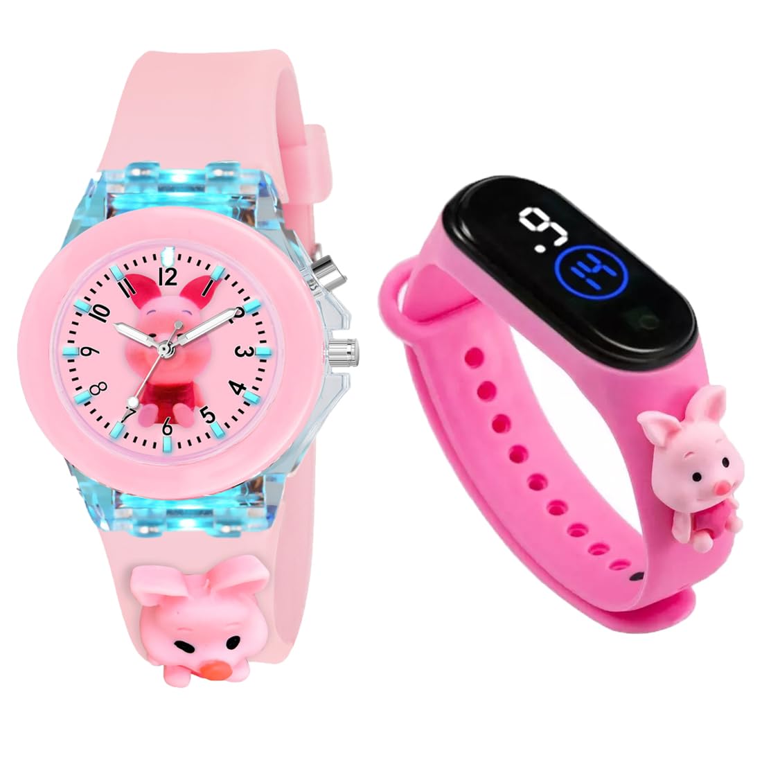 GOLDENIZE FASHION Waterproof Analog Digital Stylish Cartoon Multi Color Kids Disco Light Cute 3D Cartoon Character Girls Baby Girl Watch Lights Rubber Strap Analog Watch for Girls (Pink Pig) (B0CLHB1DLX) Amazon Price History, Amazon Price Tracker