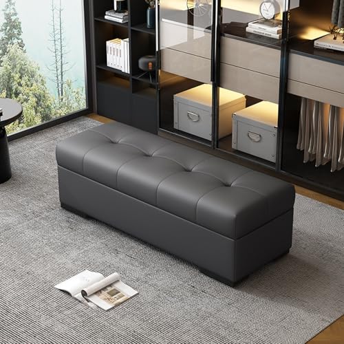 Banc à chaussures d'entrée au design gris foncé, meuble élégant avec assise rembourrée