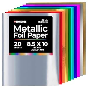 Hygloss Metallic Foil Paper – 20 Sheets 10 Assorted Metallic Foil Paper – 8.5×10 Inches – Ideal Foil Papers for Crafts – Shiny Craft Paper Sheets