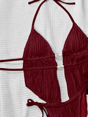 Image of RoseSeek Women's 2 Piece Boho Polka Dots Beaded Bikini Sets Sexy Swimsuits