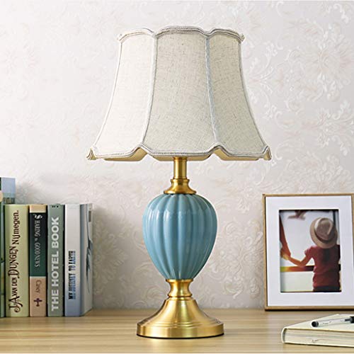 UXZDX CUJUX Modern Table Lamps Coastal Ceramic Sky Blue Glaze Fabric Drum Shade for Living Room Family Bedroom - Image 4