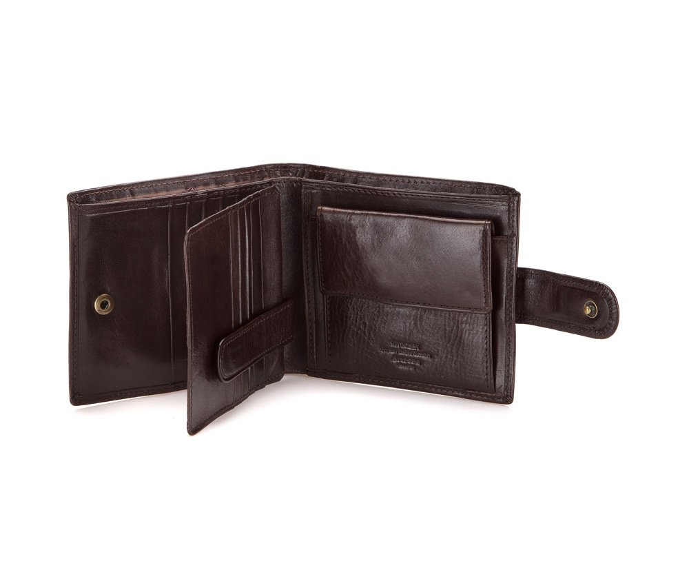 WITTCHEN Cartera de Piel de Vacuno, colección Arizona, con Cierre de botón a presión, Fabricado, Elegante y clásico, 12 x 10 cm