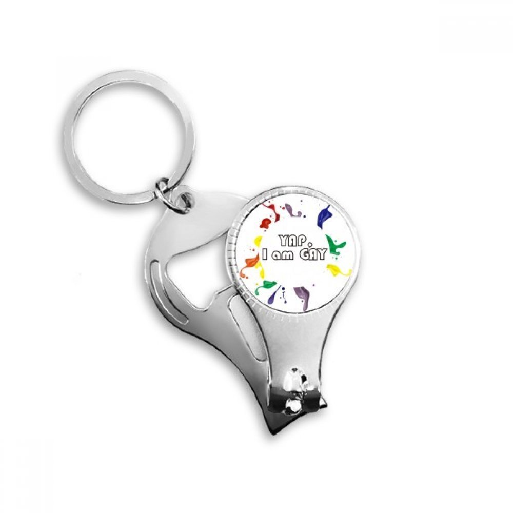 Porte-clés LGBT Yap I Am Gay en métal durable avec coupe-ongles intégré