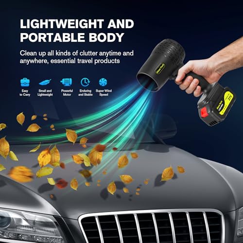 Image of Cordless Leaf Blower, 300000RPM Handheld Blower 2 X 3.0Ah Batteries and Charger Included, Portable Lawn Sweeper for Patio Cleaning, Car Window and Dust