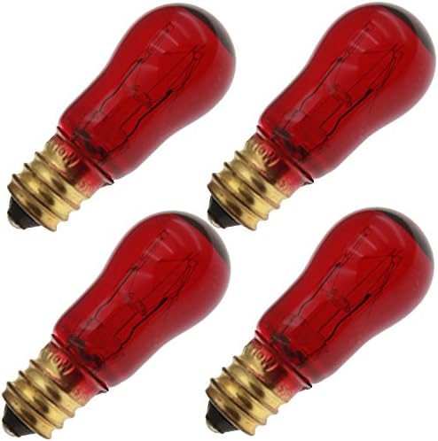 Industrial Performance 10S6/10/R 230V, 10 Watt, S6, Candelabra Screw (E12) Base, Red Light Bulb (4 Bulbs)