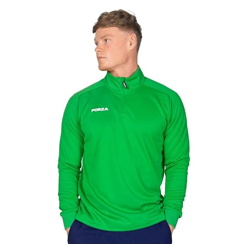 Image of FORZA Men’s Tracksuit Jacket | Quarter Zip Training Track Top – Mid Layer for Footballers, Runners & All Athletes [6 Colour Options] (UK, Alpha, XL, Regular, Regular, Green)