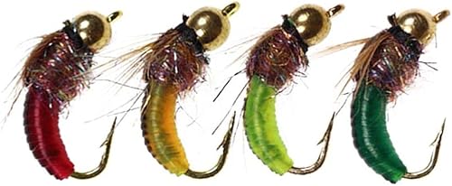 Miniatura 7 de Qievcrme Kit de moscas de pesca con mosca, 40137 piezas, surtido de moscas secashúmedas, serpentina para trucha, lubina, pez + caja de moscas