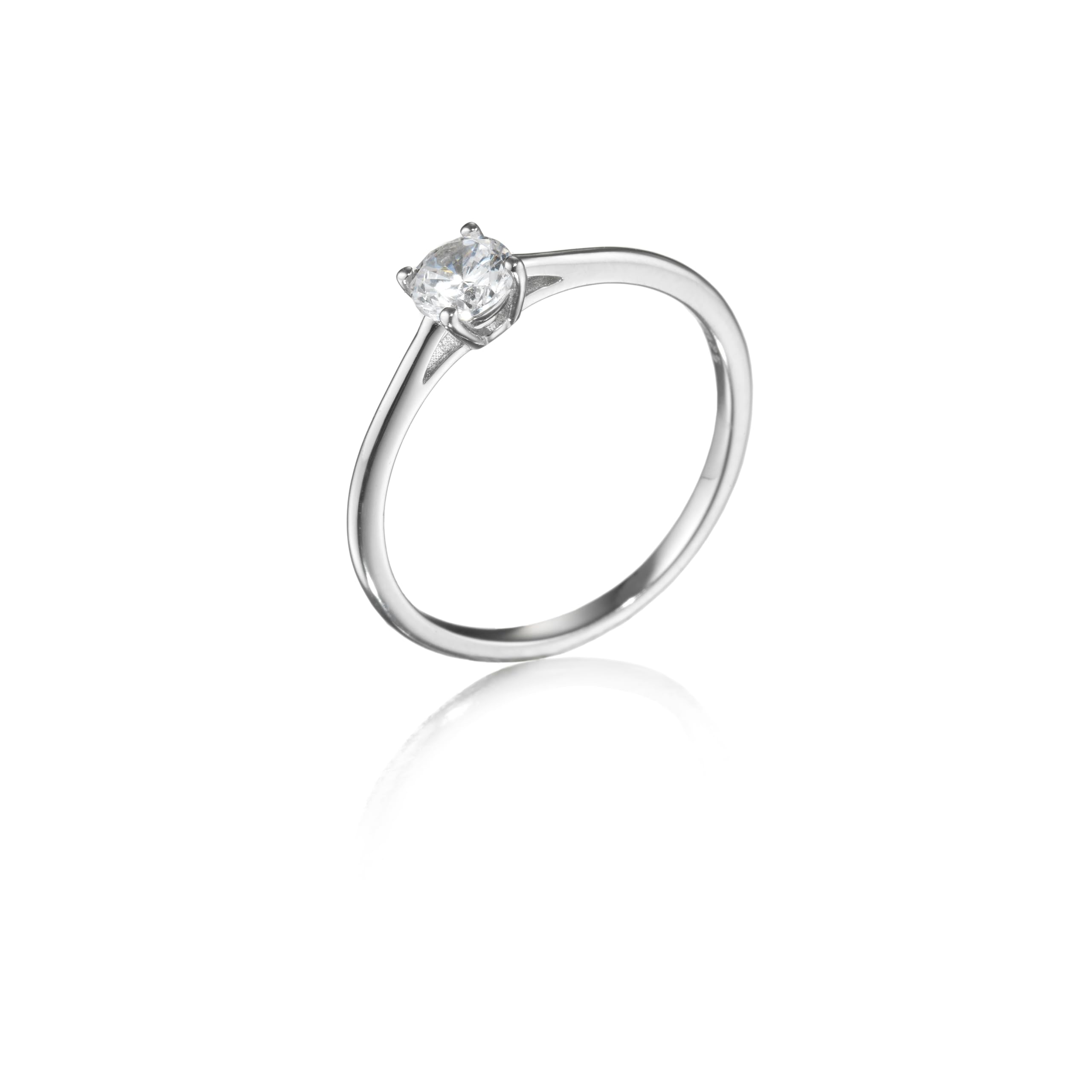 inSCINTILLE Anillo Solitario Mujer Plata 925 Rodinada con Circonita – Anillo de Compromiso con Caja de Regalo