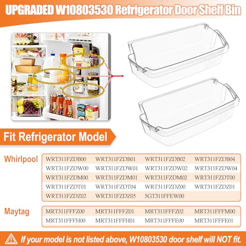 Image of [2 PACK] UPGRADED W10803530 Refrigerator Door Bin Compatible with Whirlpool Refrigerator Door Shelf Bin WRT311FZDW01 WRT311FZDW00 WRT311FZDW02 WRT311FZDM00 WRT311FZDB02 Maytag Fridge Shelf Replacement