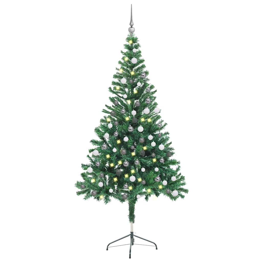 Arbre de Noël artificiel 150 cm avec guirlande lumineuse USB et boules de décoration