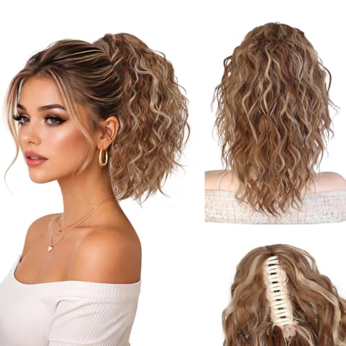 14 Inch Ponytail Extension,Claw Clip Curly Pony Tail Hair Extensi...