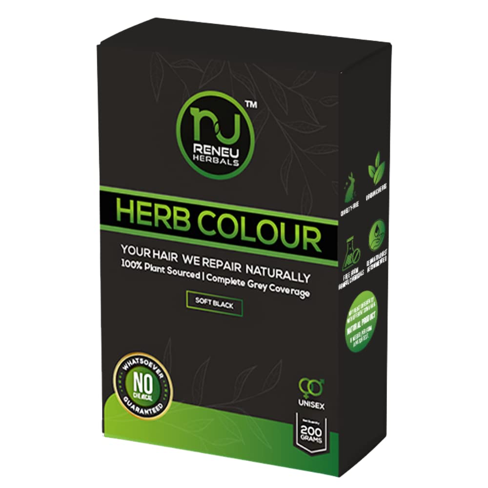 Reneu Herbals Herbal Hair Colour- (200 GM) PPD Free Hair Colour For Women and Men I Hypo Allergic and Chemical Free Hair Color I Herbal Henna Hair Dye Black-image-47