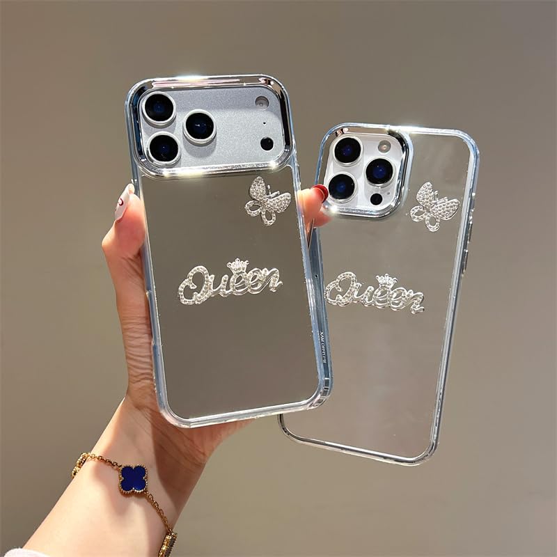 Custodia A Specchio Per OPPO A5 Pro Con Braccialetto Di Perle – Farfalla 3D Lucente, Cover Protettiva In TPU Per Ragazze