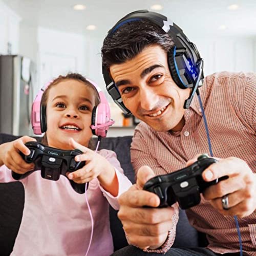 Retoo Przewodowy zestaw słuchawkowy do gier słuchawki gamingowe z mikrofonem redukcja szumów zestaw słuchawkowy do komputera, laptopa, PS4, tabletu, smartfona, telewizora, czarno-niebieski