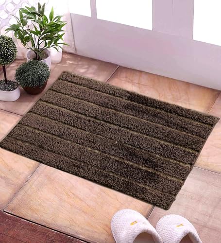 Image of Door Mats for Home | Door Mats for Home Entrance | Door Mat for Bathroom| Soft & Super Absorbent Mats for Shower | Washable, Non-Slip & Quick-Drying Mats (Pack of 2) (Brown)