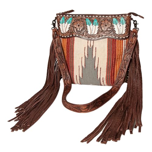 American Darling Signature Crossbody Hand Tooled Saddle Blanket Genuine Leather Western Women Bag Handbag Purse | for Cute