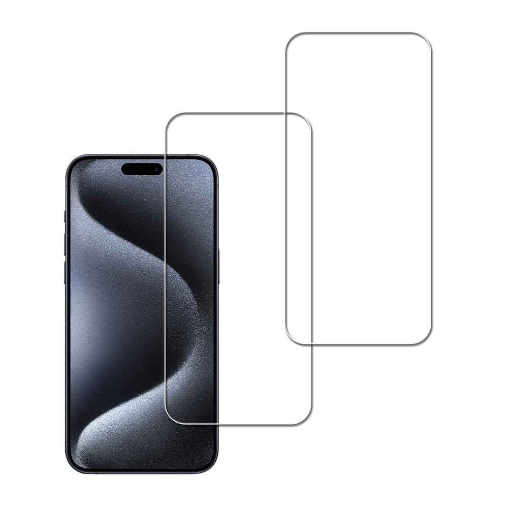 対応 iPhone15 Pro Max 用 ガラスフィルム 日本旭硝子素材製 9H硬度強化ガラス 保護フィルム, 2枚セット