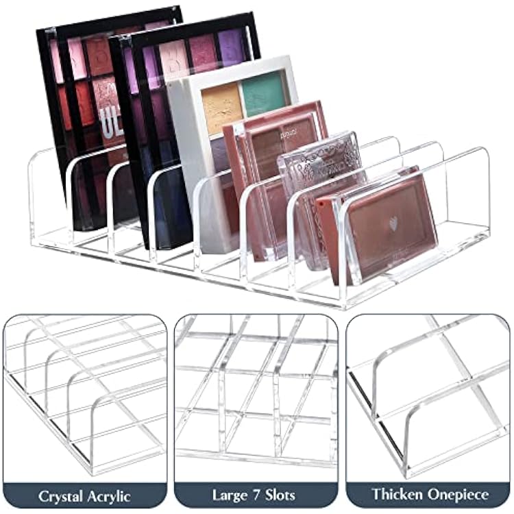 TUZAZO 2 Pack Acrylic Eyeshadow Palette Makeup Organizer - 7-Section Makeup Palette Organizer - Cosmetics Display Storage Holder for Eyeshadow Palettes Blush Contour Kits Sunglasses