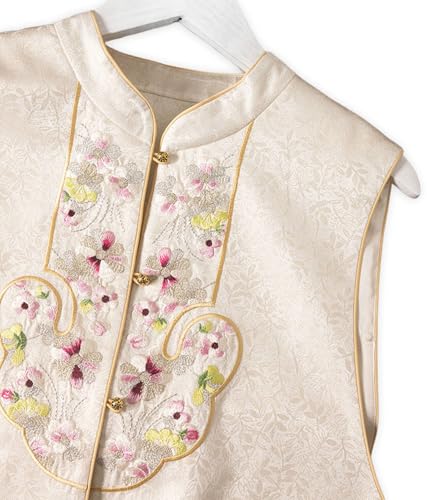 Chaleco de seda jacquard HangErFeng XXL con bordado Ruyi flor de melocotón 2