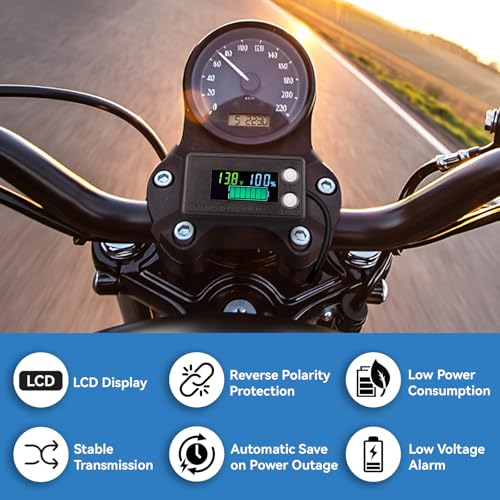 Image of DROK Waterproof Battery Monitor 12V 24V 36V 48V 72V Battery Meter 8-100V, Capacity Tester LCD Display Color Screen Backlight, Fit for Car Golf Cart RV Marine