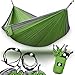 Legit Camping - Double Hammock - Lightweight Parachute Portable Hammocks for Hiking , Travel , Backpacking , Beach , Yard . Gear Includes Nylon Straps & Steel Carabiners (Grey/Lime Green)