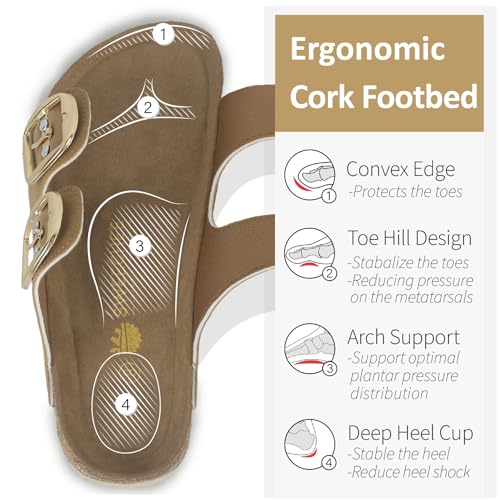 Sweechee Women's Cork Sandals Soft Footbed, Comfortable Slides Shoes for Women4