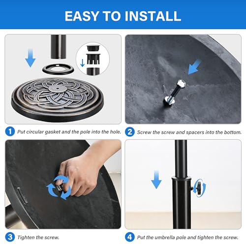 Simple Deluxe 24.2 lbs 17.72" Market Umbrella Base Heavy Duty Round Stand for Patio Outdoor, Deck, Bronze - Thumbnail 5