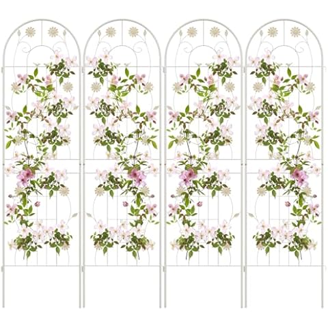 COSTWAY Galvanized Steel Garden Trellis Set Cover